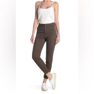 A.L.C. Romeo High Waist Belted Skinny Twill Pants 0 Army Green Brown